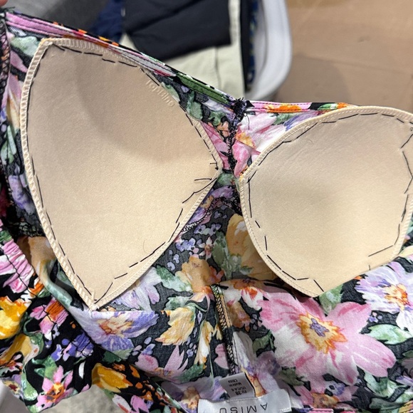 Amisu Floral Puff Sleeve Midi Dress - Pink, Yellow, Green - Picture 7 of 7